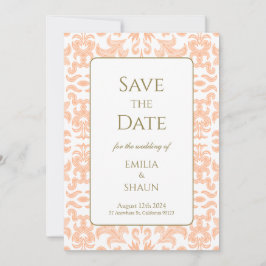 Elegant Soft Peach Wedding Save the Date Einladung