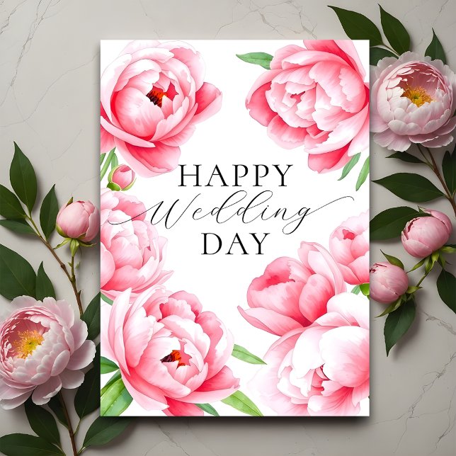 Elegant Soft Pink Peony Wedding Gratulation Karte (Von Creator hochgeladen)