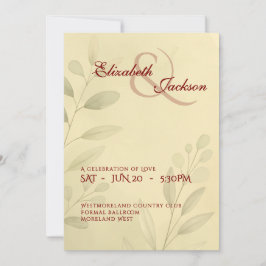 Elegant Soft Romantic Botanical Script Wedding Einladung