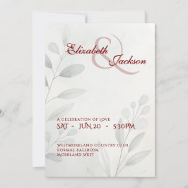 Elegant Soft Romantic Botanical Script Wedding Einladung
