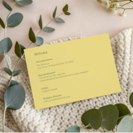 Elegant Soft Yellow Wedding Details Card Begleitkarte