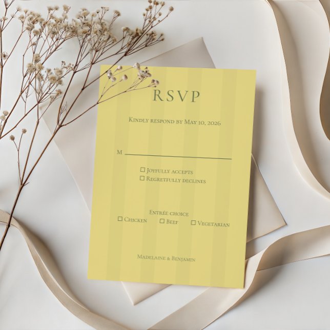 Elegant Soft Yellow Wedding RSVP Card Karte (Von Creator hochgeladen)