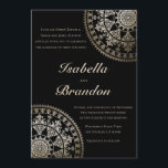Elegant Solar Mandala Wedding Invitations Gold Einladung<br><div class="desc">Elegant Solar Mandala Hochzeitseinladungen Gold. Intricate Damast Muster Mandala mit Imitaten Gold-Folie Overlay. Sie können die Hintergrundfarbe auf das ändern,  was Sie gewollt haben. Sie können auch die Mandala(n) nach Ihren Wünschen verschieben,  drehen und verkleinern.</div>