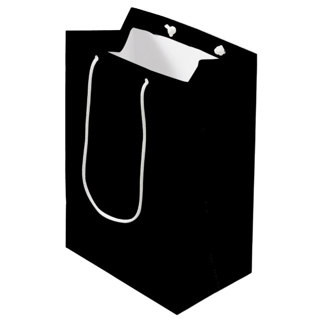 Elegant Solid Black Mittlere Geschenktüte (Vorderseite Schrägansicht)