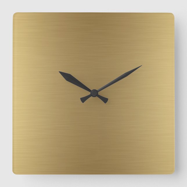 Elegant Solid Gold Quadratische Wanduhr (Vorderseite)