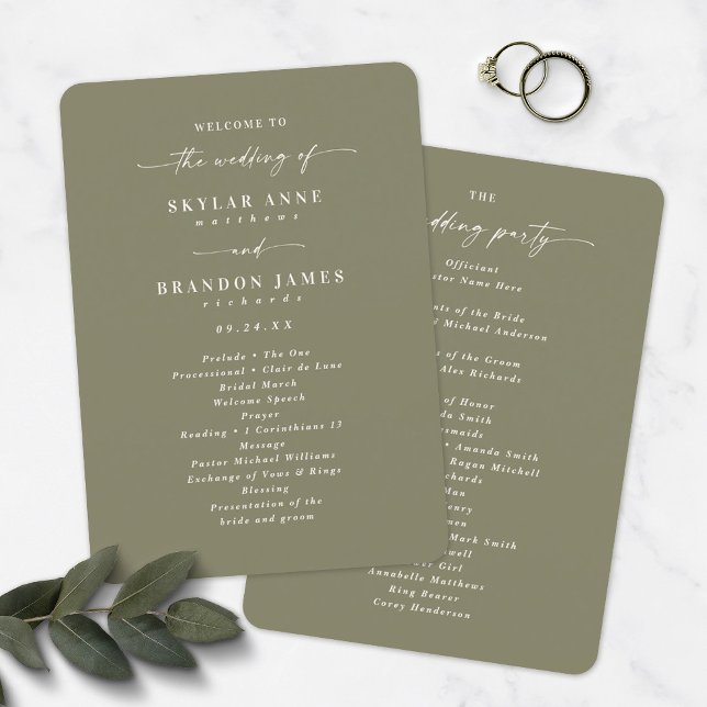 Elegant Solid Lily Green Wedding Zeremony Program Programm (Von Creator hochgeladen)