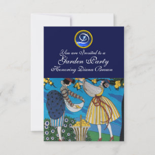 ELEGANT SOMMER GARDEN PARTY SAPPHIRE GEM MONOGRAM EINLADUNG