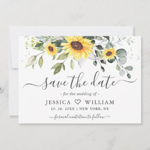 Elegant Sonnenblumen Eukalyptus Greenery Wedding S Save The Date