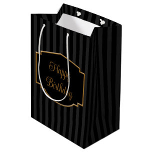 Elegant, Sophisticated Schwarz und Gold Mittlere Geschenktüte