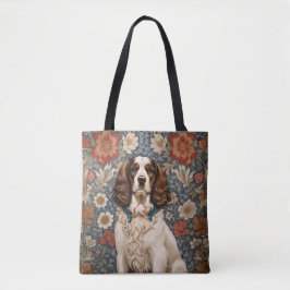 Elegant Spaniel On Floral Background Tasche