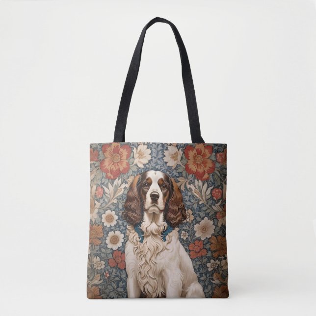 Elegant Spaniel On Floral Background Tasche (Vorderseite)