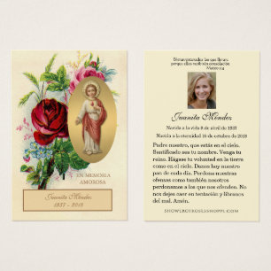 Elegant Spanish Jesus Roses Religious Prayer Card