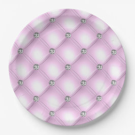 Elegant Sparkle Lila Tufted Bling Glam Wedding Pappteller