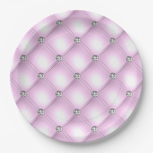 Elegant Sparkle Lila Tufted Bling Glam Wedding Pappteller (Vorderseite)