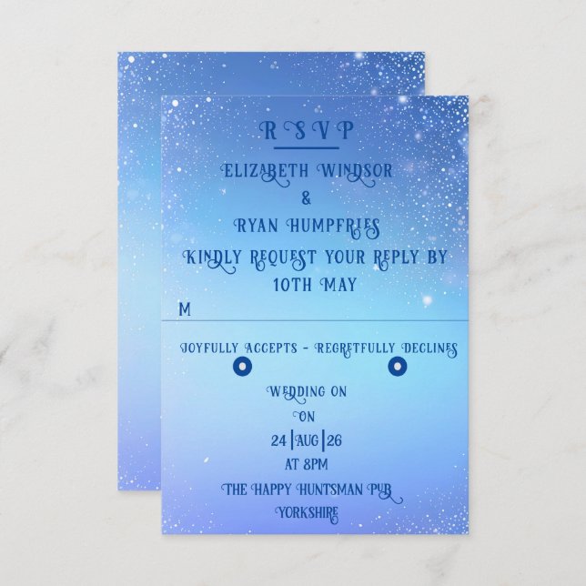 Elegant Sparkle Wedding RSVP Karte (Vorne/Hinten)