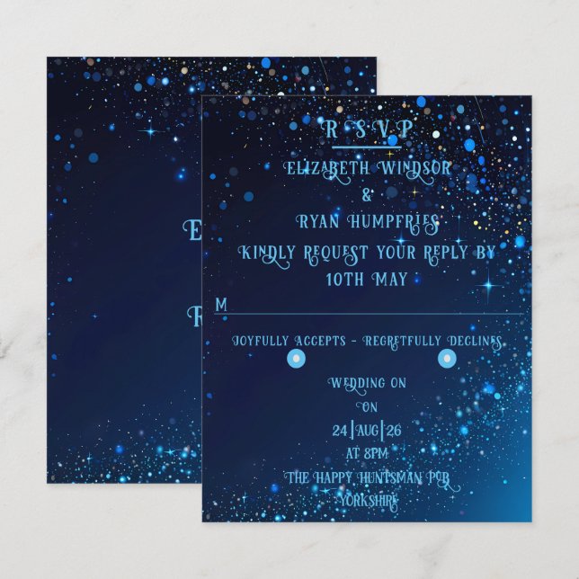 Elegant Sparkle Wedding RSVP Karte (Vorne/Hinten)