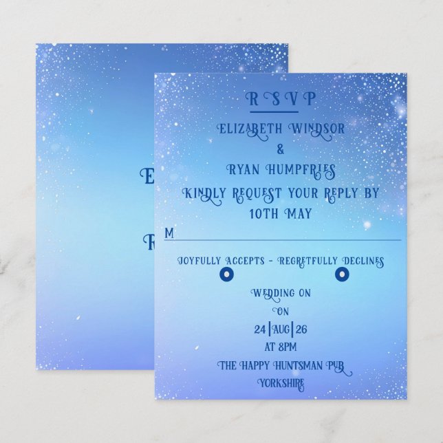 Elegant Sparkle Wedding RSVP Karte (Vorne/Hinten)