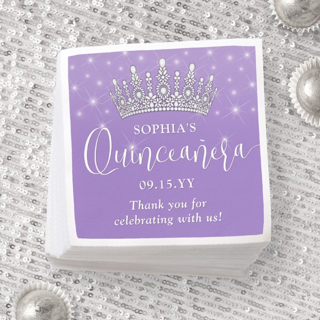 Elegant Sparkles Quinceañera Crown Lilac Purple Serviette (Von Creator hochgeladen)