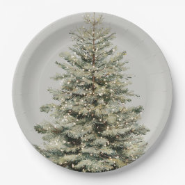 Elegant Sparkling Christmas Tree Paper Plates Pappteller