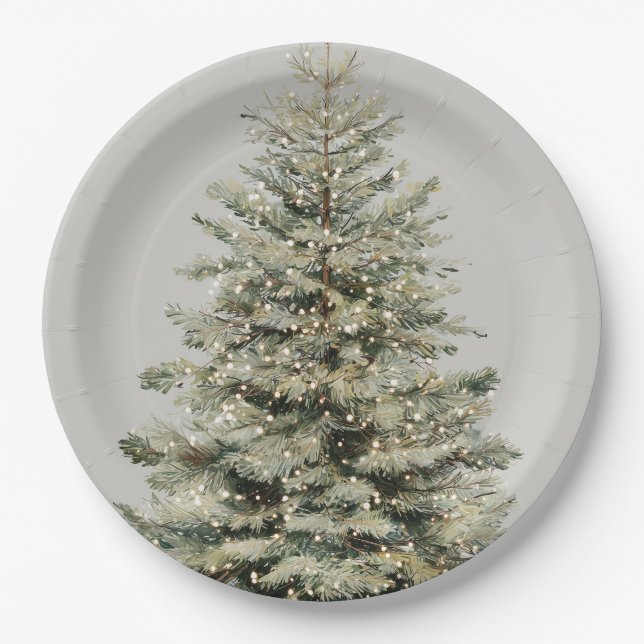 Elegant Sparkling Christmas Tree Paper Plates Pappteller (Vorderseite)