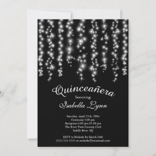 Elegant Sparkling Lights Quinceañera Party Einladung