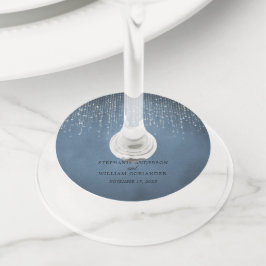 Elegant Sparkling String Lights Denim Blue Wedding