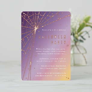 Elegant Spider Web Halloween Foil Invitation
