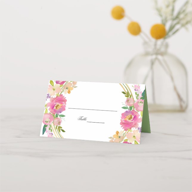 Elegant Spring Boho Blush Floral Platzkarte (Vorderseite)