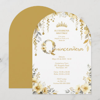 Elegant Spring Floral Beige Tones Quinceañera Einladung
