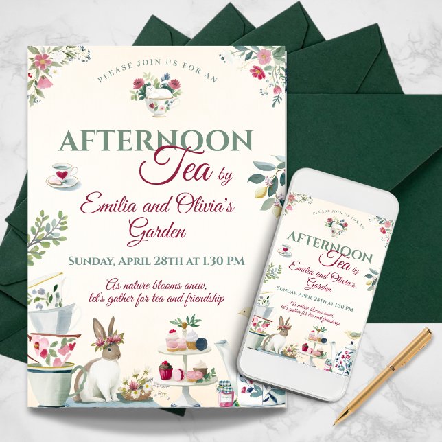 Elegant Spring Garden Afternoon Tea Party Einladung (Elegant Spring Garden Afternoon Tea Party Invitation)