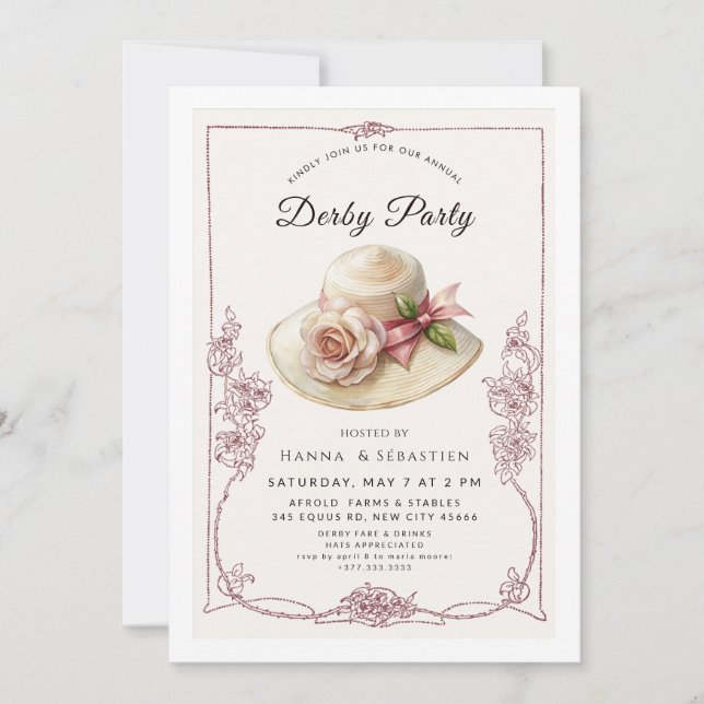 Elegant Spring Hat Garden Party Invitation (Devant)