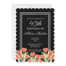 Elegant Spring Red Tulip Flora Black 45.