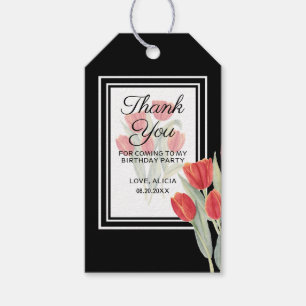 Elegant Spring Red Tulip Flora Black 55. Geburtsta Geschenkanhänger