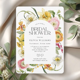 Elegant Spring Watercolor Floral Bridal Shower Einladung