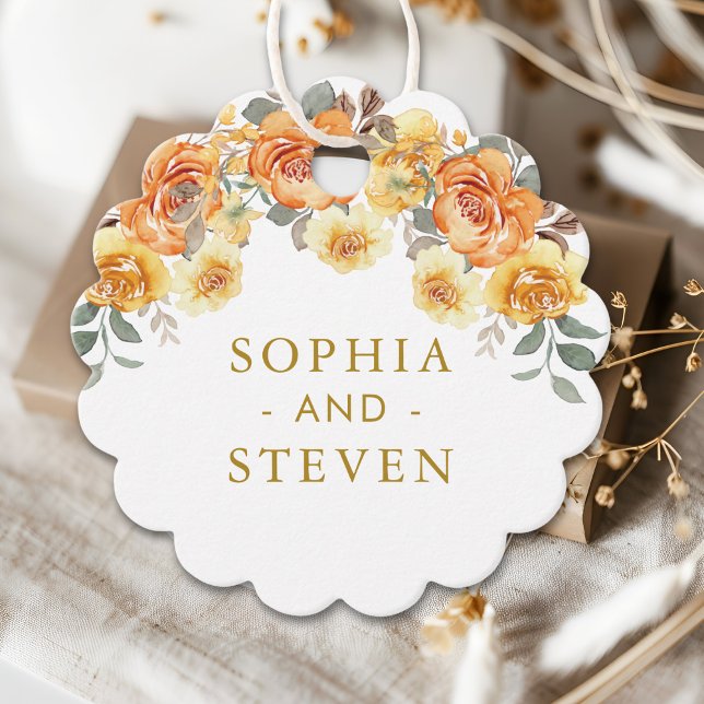 Elegant spring Wedding with tangerine flowers Geschenkanhänger (Von Creator hochgeladen)