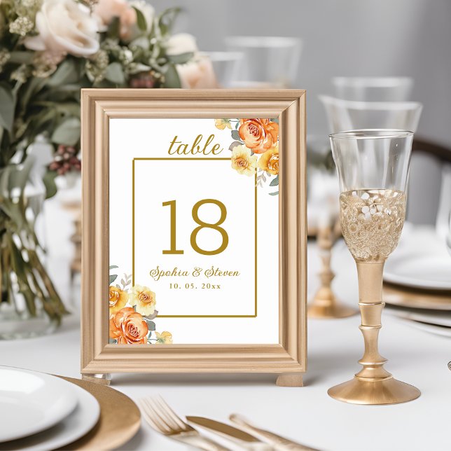 Elegant spring Wedding with tangerine flowers Tischnummer (Von Creator hochgeladen)