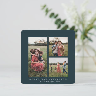 Elegant Square Triple Foto Happy Thanksgiving Karte