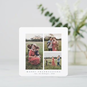 Elegant Square Triple Foto Happy Thanksgiving Karte