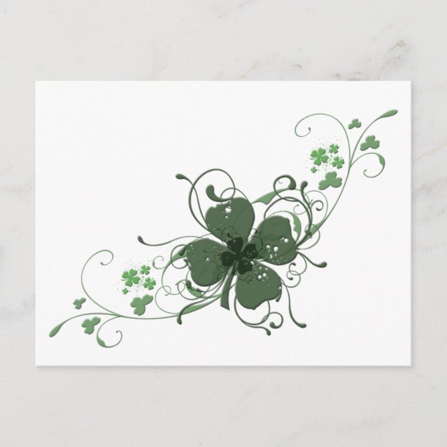 Elegant St. Patrick's Day Kleeblatt Design Kunst,  Postkarte (Vorderseite)