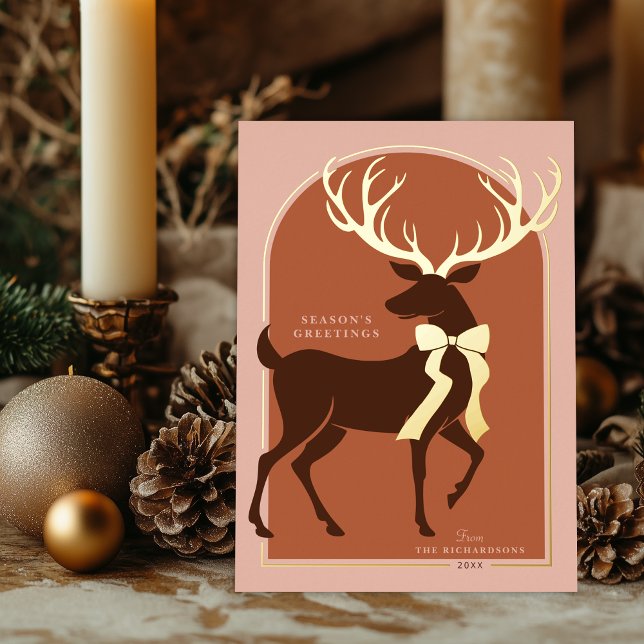 Elegant Stag Gold Folien Feiertagskarte (Shown on a 5" x 7" card with gold foil)