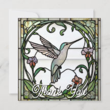 Elegant stain glass art nouveau hummingbird