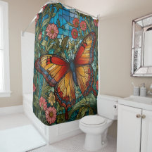 Elegant stain glass butterfly garden