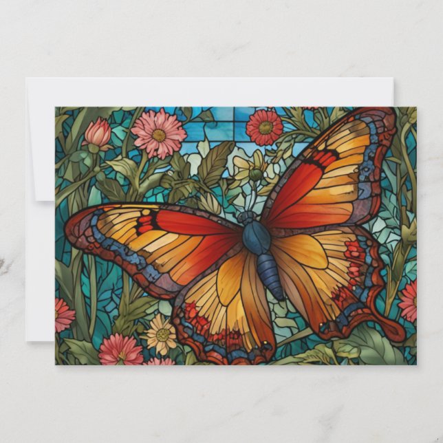 Elegant stain glass butterfly garden einladung (Vorderseite)