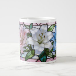 Elegant Stained Glass Lily Floral Design in Soft P Jumbo-Tasse