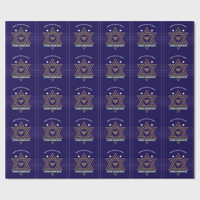 Elegant Star of David Hanukkah Wrapping Paper  Geschenkpapier (Flach)