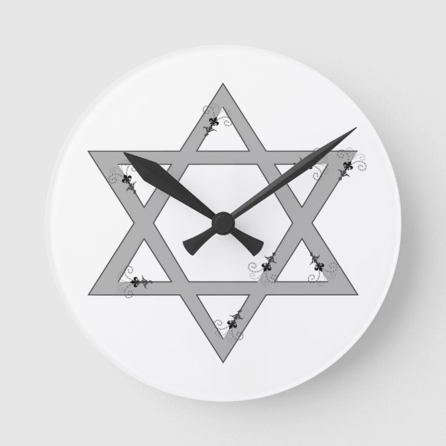 elegant star of david runde wanduhr (Vorderseite)