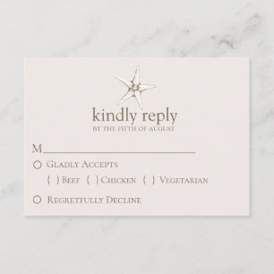Elegant Starfish Wedding RSVP Karte