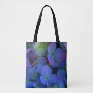 Elegant staubblau lila blumenreich tasche