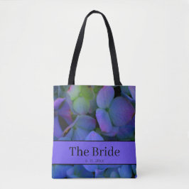 Elegant staubblau lila blumenreich tasche