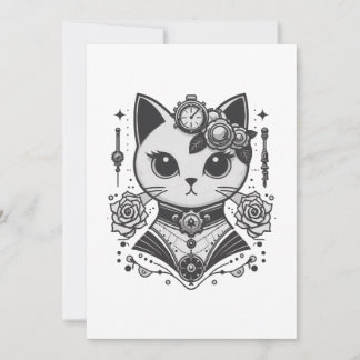 Elegant Steampunk Viktorianisch Cat Einladung